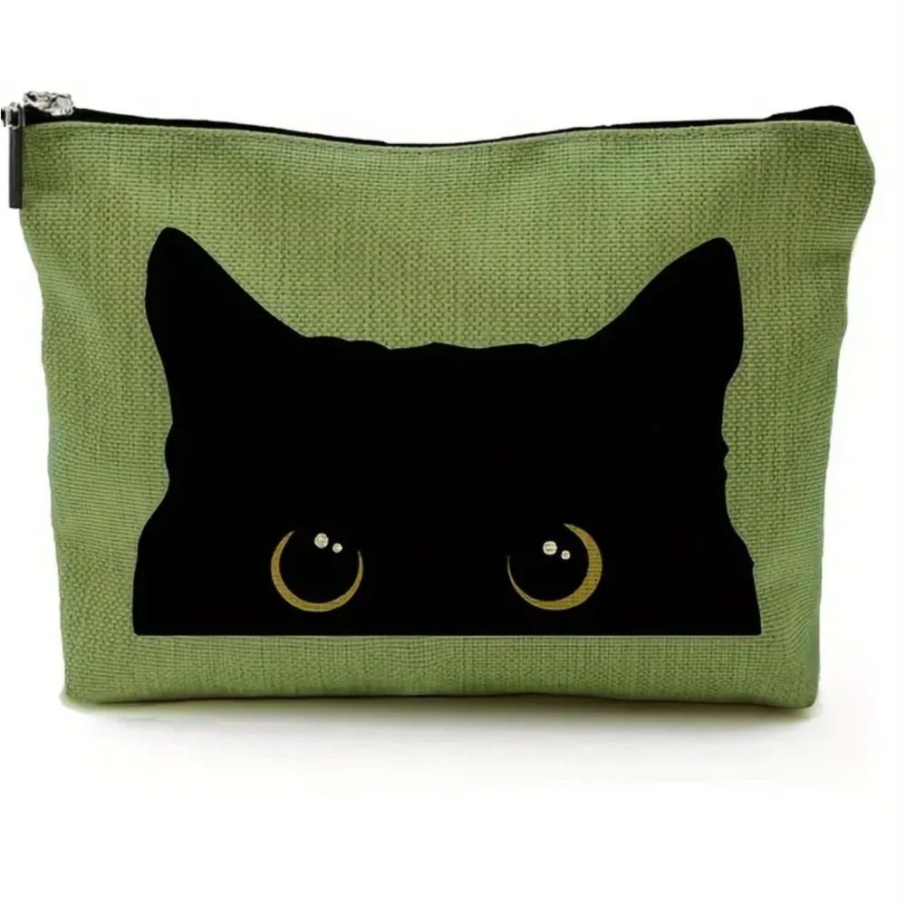 Green Black Cat Cosmetics Case - Picture 1 of 4